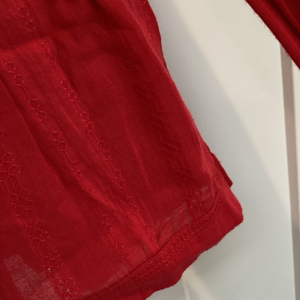 Anthropologie Ribbed Long Sleeve Shirt Pilcro Scoop Neck Cropped New XS Red - Picture 7 of 11